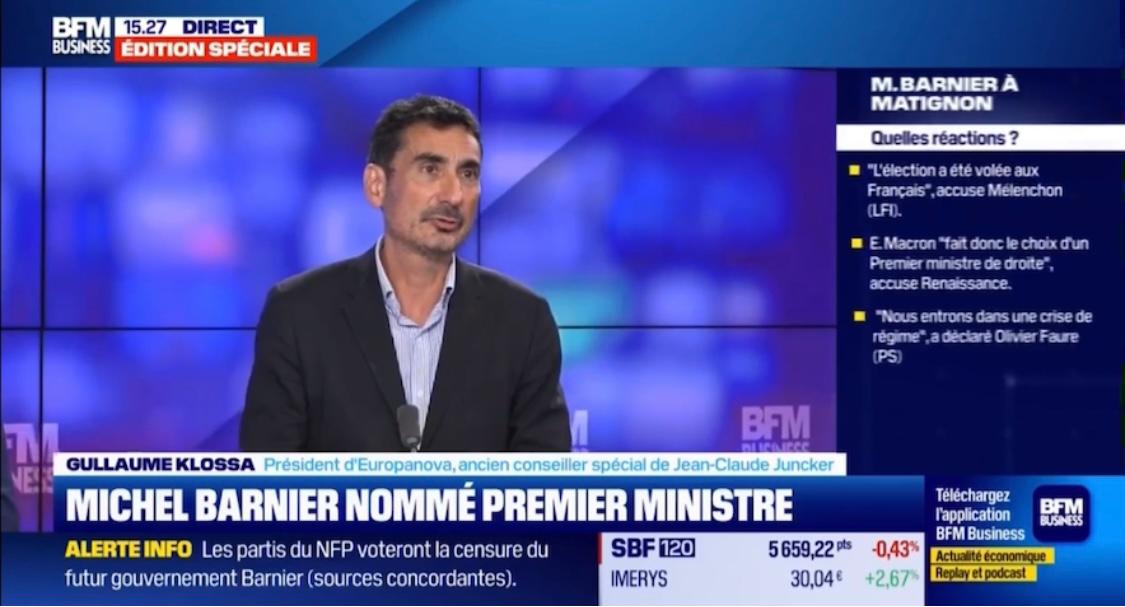 Nomination de Michel Barnier : intervention de Guillaume Klossa sur BFM Business